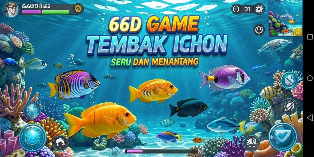 Tampilan permainan seru Tembak Ikan di 66D dengan grafis menarik.