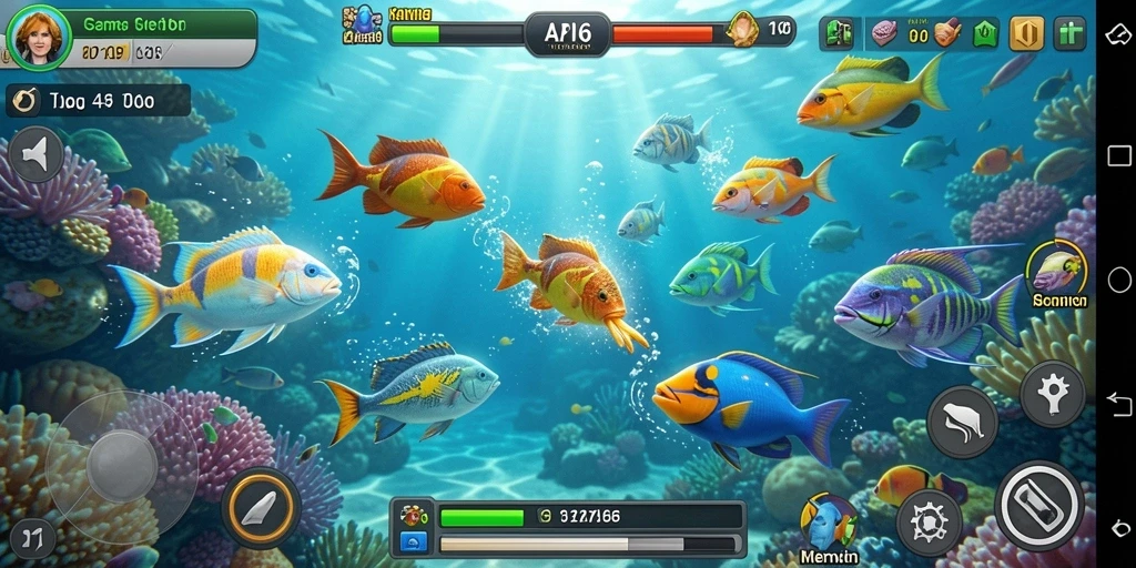 Tangkapan layar gameplay <strong>API66</strong> yang menampilkan keseruan menembak ikan.
