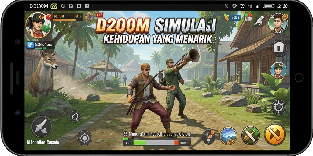 Screenshot D200M menampilkan gameplay simulasi kehidupan yang menarik.