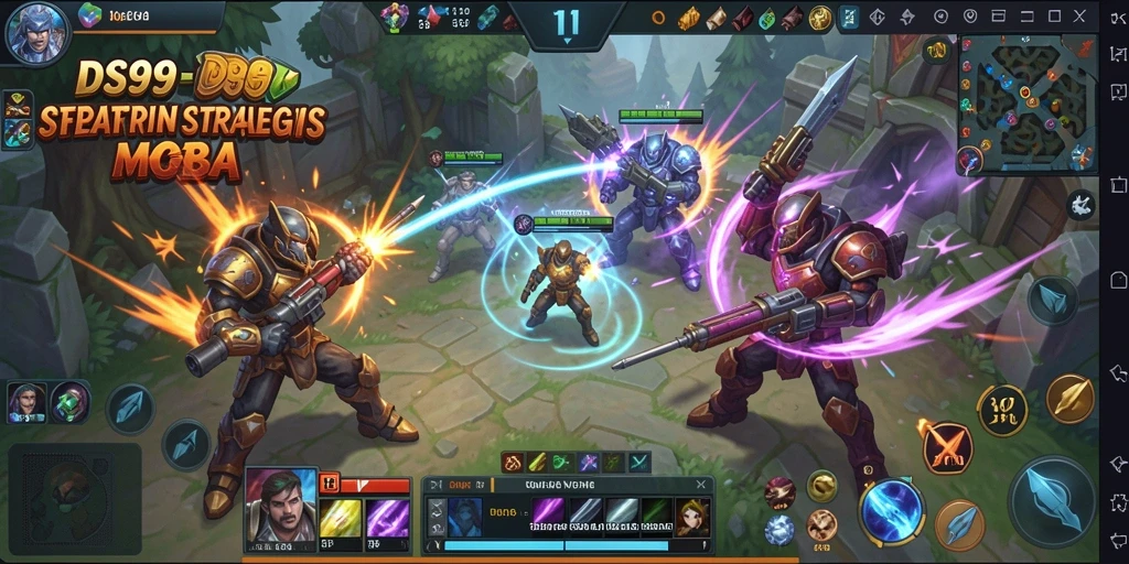 Gameplay seru DS99 dalam aksi tim MOBA yang intens.