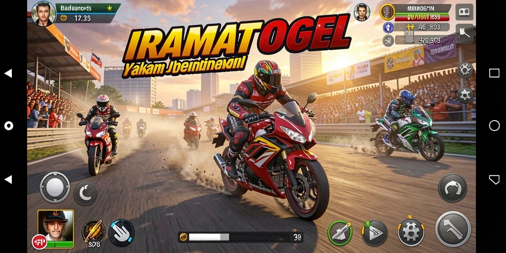Gameplay menegangkan dari IRAMATOGEL di trek balap yang menantang.