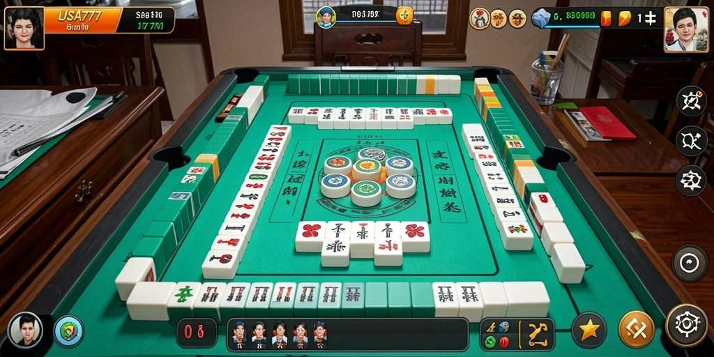 Tampilan game LUSA777 dengan kepingan Mahjong yang stylish.