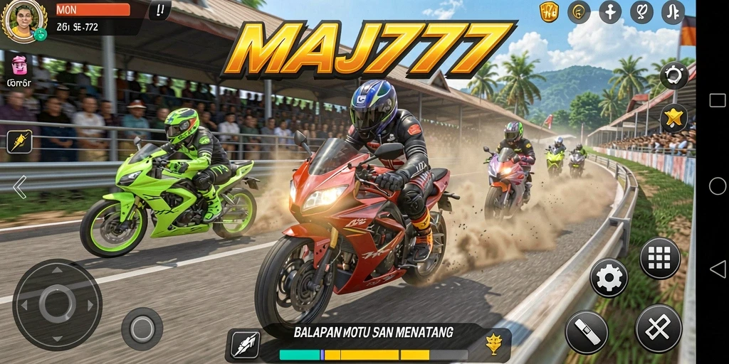 Tampilan gameplay seru balapan motor yang mendebarkan.