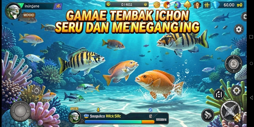 Tampilan gameplay MPOID dengan aksi menembak ikan yang mengasyikkan.