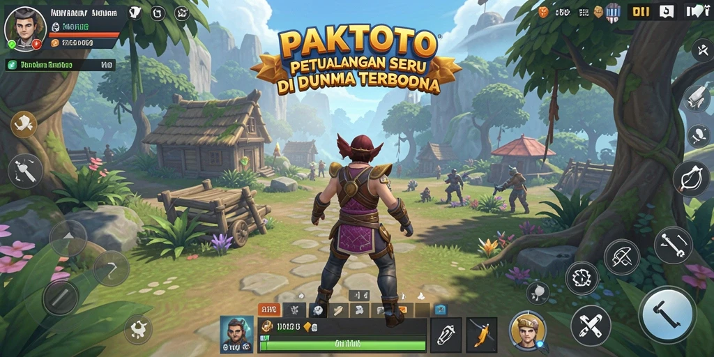 Screenshot gameplay PAKTOTO menunjukkan petualangan seru di dunia terbuka.