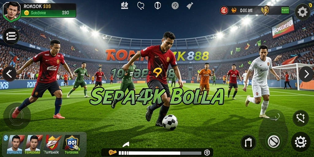 Tampilan gameplay ROKOK88 menampilkan aksi menarik di lapangan sepak bola.