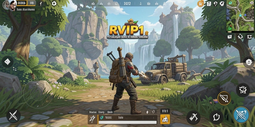 Tangkapan layar game RVIP1 menampilkan pemain menjelajahi dunia terbuka yang menakjubkan.
