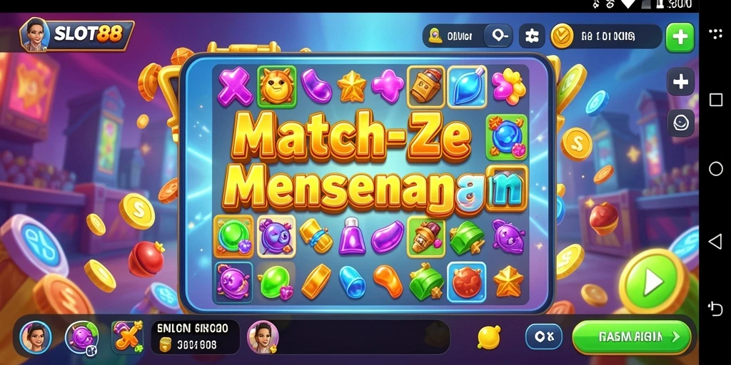 Screenshot menunjukkan gameplayMatch-3 yang menarik dan penuh warna dari SLOT88.