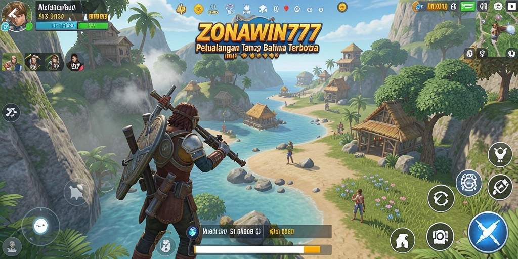 Screenshot utama ZONAWIN777 menampilkan aksi seru dalam dunia terbuka.